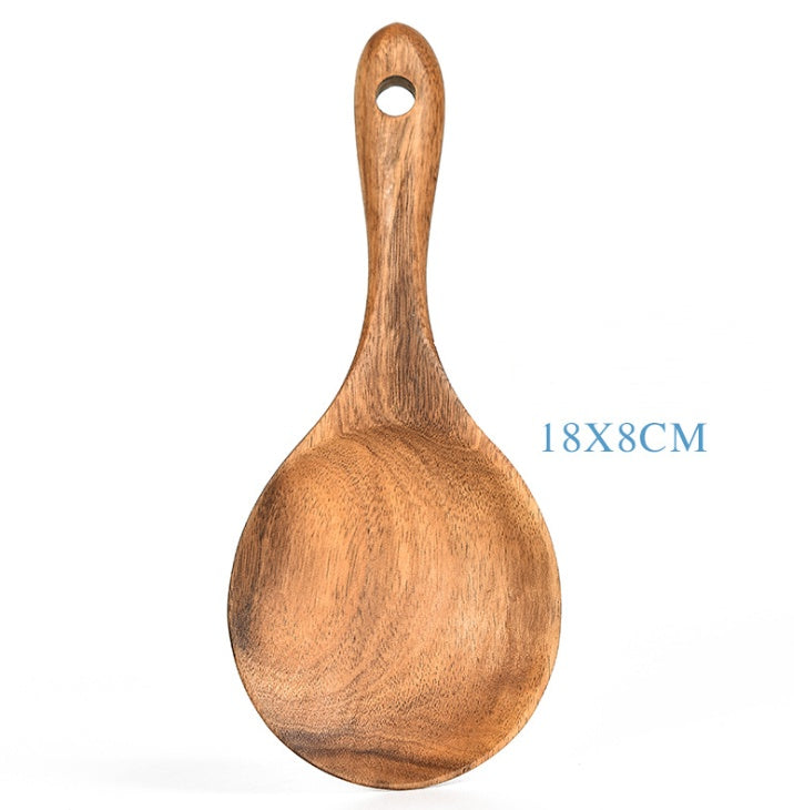 Stoviglie in legno naturale di teak, cucchiaio, mestolo, paletta, scolapasta, schiumarola per zuppa, set di utensili da cucina, cucchiaio, paletta, utensili da cucina